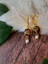 Load image into Gallery viewer, Maroon Queen Anne&#39;s Earrings
