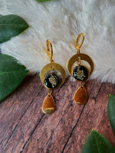 Load image into Gallery viewer, Crescent Moon and Queen Anne&#39;s Earrings

