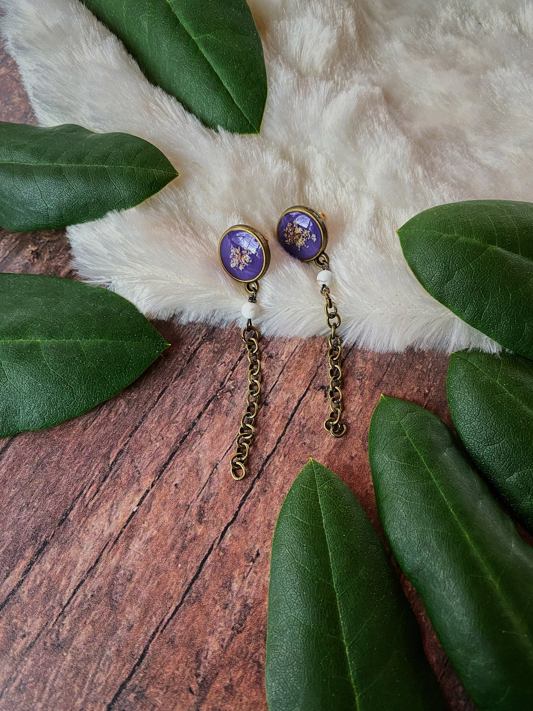 Purple Queen Anne's Chain Earrings